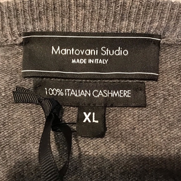 NWT Mantovani Studio 100% Italian Cashmere Gray Crew Neck Sweater Italy Size XL - Picture 4 of 9